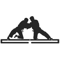 Duży metalowy wieszak na medale JUDO JU-JITSU ZAPASY SPORTY WALKI czarny