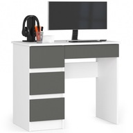 Písací stôl pod počítač A-7 LEWE biely-grafit sivý 90cm AKD