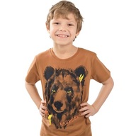 T-shirt chłopięcy Koszulka dziecięca 140 Bawełna brązowa Niedźwiedź Endo