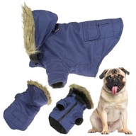 Ubranko dla psa na zimę ocieplane wodoodporne z kapturem odczepianym XL