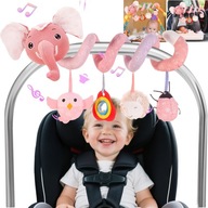 SPIRÁLA NA POSTÝLKU ZÁVĚSNÁ HRAČKA RŮŽOVÝ SLON DO KOČÁRKU PRO 0-6 MĚSÍCŮ