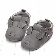 Buty buciki niechodki niemowlęce wiosenne SZARE ŚWINKI 6-12m 11,5cm 18 19