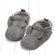 Topánky topánočky nie sú dojčenské jarné SIVÉ PRASIATKA 6-12m 11,5cm 18 19