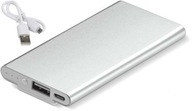 POWER BANK 3000 mAh METALOWY KLIPS PRZEWÓD MICRO USB SREBRNY