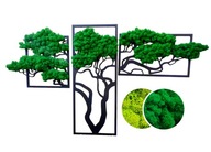 Triptych STROM 110cm mach chrobáky bonsai DEKORÁCIA OBRAZ S MACHOM ŽIVOT