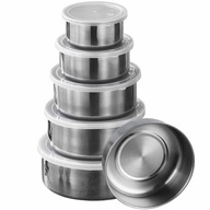 5DB-OS ROZSDAMENTES ACÉL TÁL SZETT FEDŐVEL KONYHAI TÁROLÁSHOZ