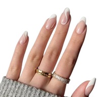 NECHTY UMELÉ TIPSY FRENCH BIELA SWIRL NUDE WHITE 24KS