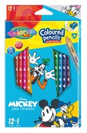 ceruzkové pastelky 12 + 1 farieb zlatá strieborná myška Mickey Colorino