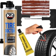 Opravná sada pre defekty Opravy pneumatík + Aerosól na hustenie pneumatík K2 Tire Doctor 500 ml