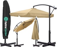 PARASOL ogrodowy 350cm SKŁADANY SOLIDNY z WYSIĘGNIKIEM FALBANĄ + POKROWIEC