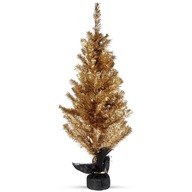 Vianočný stromček umelý zlatý dekoratívny vianočný stromček s jutou 90 cm
