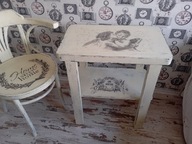 DUŻY STOLIK Z GRAFIKĄ , ANIOŁY SHABBY CHIC