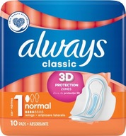 ALWAYS Classic Normal Size 1 Podpaski ze Skrzydełkami 10 sztuk