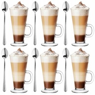 Zestaw 6 szklanek Caffe Latte i 6 łyżeczek Glasmark