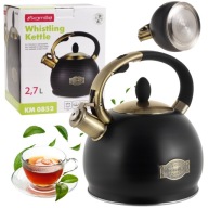 HAGYOMÁNYOS ACÉL VÍZFORRALÓ SÍPPAL 2,7 L GÁZ INDUKCIÓS fekete KAMILLE