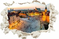 NAKLEJKA na ścianę 3D dziura w - WARSZAWA RYNEK (100x65cm)