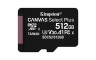 Kingston 512GB MICROSDXC CANVAS SELECT/100R A1 C10 CARD + SD ADAPTER