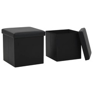 Skladacie stoličky s úložným priestorom 2 ks čierna umelá koža
