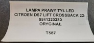 light right rear part LED CITROEN DS7 LIFT CROSSBACK 22- original 9841320380