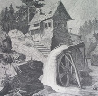 1875 oryginał KARKONOSZE młyn SUDETY KARPACZ Łomniczka góry Jelenia Góra