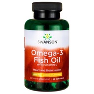 SWANSON OMEGA-3 Witamina D-3 OLEJ Z RYB KWASY 60x