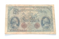 Stary banknot 5 Marek mark Niemcy 1914 antyk