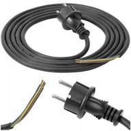 Kabel Przewód Zasilający Przyłączeniowy z Wtyczką Czarny GUMA 3x1,5mm² 3m