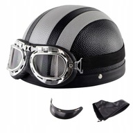 Kask motocyklowy retro, kask rowerowy z goglami