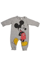 Body pajac cienki bawełniany zatrzaski szary H&M Disney Mickey 0-1m 50