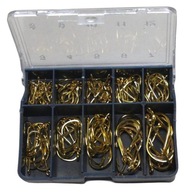 Horgok, 100db-OS SZETT - 10 MÉRET, ARANY SZEMES KOVÁCSOLTVAS DOBOZ