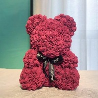 BQ54B Miś z róż z sercem 25cm czerwony led