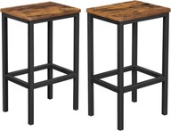 Hoker stołek barowy zestaw 2szt krzesło fotel loft rustykalny brąz-czarny