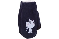 Rękawiczki dla dziewczynki dwuwarstwowe z wełną dotyk nadruk ABS kotek 16