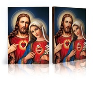 Ikona religijna Serce Maryi i Serce Jezusa - A - 10,5 cm x 14 cm