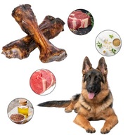 Duża kość dla psa wołowa z mięsem naturalny gryzak suszony przysmak 5 sztuk