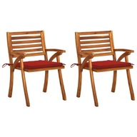 Záhradné stoličky s vankúšmi 2 ks masívne akáciové drevo