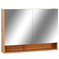 vidaXL Kúpeľňová skrinka so zrkadlom a LED, farba dubová 80x15x60 cm MDF