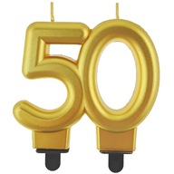Świeczka na tort złota LICZBA 50 metaliczna URODZINY złote gody rocznica