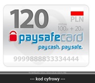 PAYSAFECARD 120 zł ( 100 zł + 20 zł) KOD PIN PSC