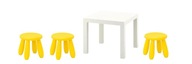 IKEA LACK Stôl + MAMMUT Tri detské stoličky
