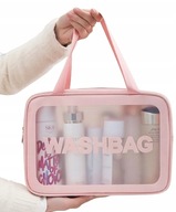 KOSMETYCZKA TORBA WODOODPORNA PODRÓŻNA RÓŻOWA PRZEZROCZYSTA WASHBAG XL