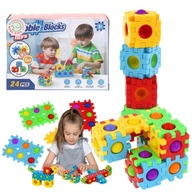 Klocki Sensoryczne Pop It Push Bubble Antystresowe Kostka Edukacyjna 24 szt