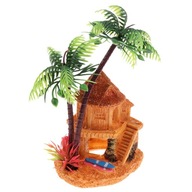 Domček na dekoráciu akvária s kokosovou palmou