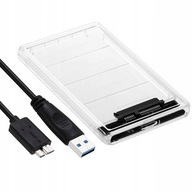 Průhledné pouzdro pro Pevný Disk SSD a HDD 2,5" SATA USB 3.0 konektor