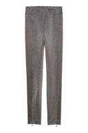 H&M Tregginsy z suwakiem srebrzyste brokatowe spodnie legginsy damskie XS
