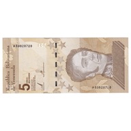 Banknot, Venezuela, 5 Bolivares, 2020, 2020-04-29,