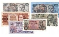 BANKNOTY AUSTRIA 1956-1963 - 20-1000 SCHILLING - 6 SZTUK -KOPIE- A12