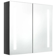 vidaXL Kúpeľňová skrinka so zrkadlom, LED, sivá s leskom 62x14x60 cm