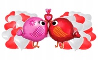 Zestaw balonów na walentynki ptaszki serduszka wesele ślub czerwone balony