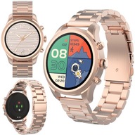 Smartwatch damski męski zegarek smartłocz złoty satynowy bransoleta AMOLED